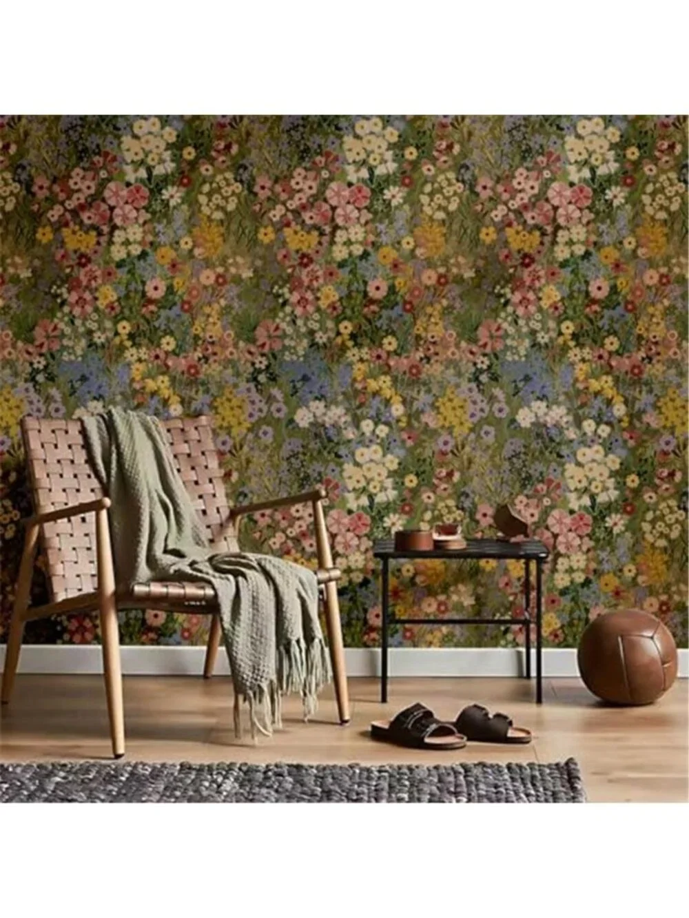 Peel Stick Wallpaper Removable Boho Floral Green Vinyl Waterproof Bedroom